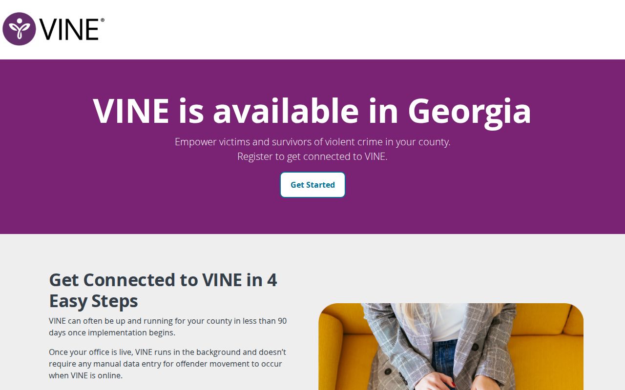 Georgia VINE custody notification availability page