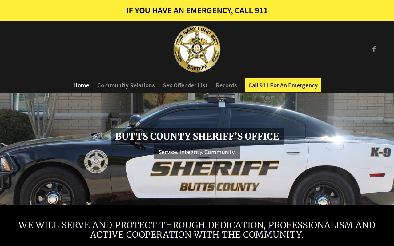 Butts County Sheriff's Office website shown during its upgrade period