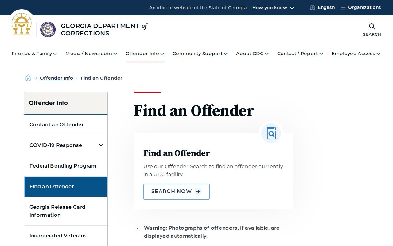 GDC Find an Offender information used for Special Management Unit records